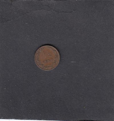 Beschrijving: 1/2 Cent WILHELMINA